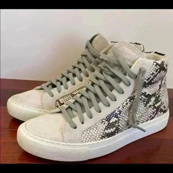 P448 Snakeskin Leather Hightop Sneakers - Picture 1 of 6